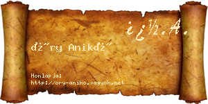 Őry Anikó névjegykártya
